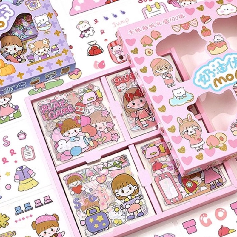 

MODEL BQ517 WBS 100 lembar Stiker Aesthetic Design DIY Sticker Aestethic Motif Kartun Korea Anti Air Botol Hp Laptop Lucu Buku Diary Stiker 2D Dapat Box Motif Waterproof SS201