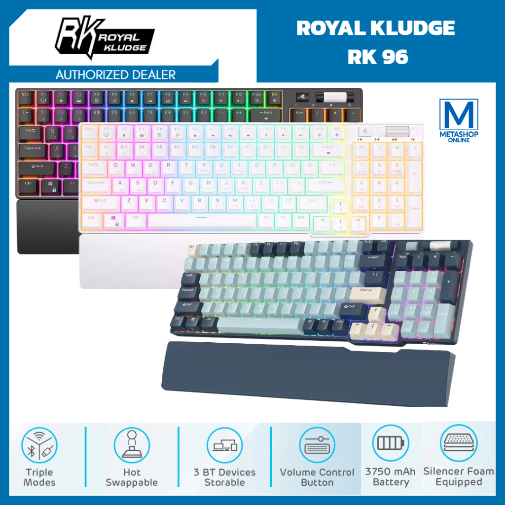 Royal Kludge RK96 Keyboard Mekanis 96% RGB Hotswap Putih