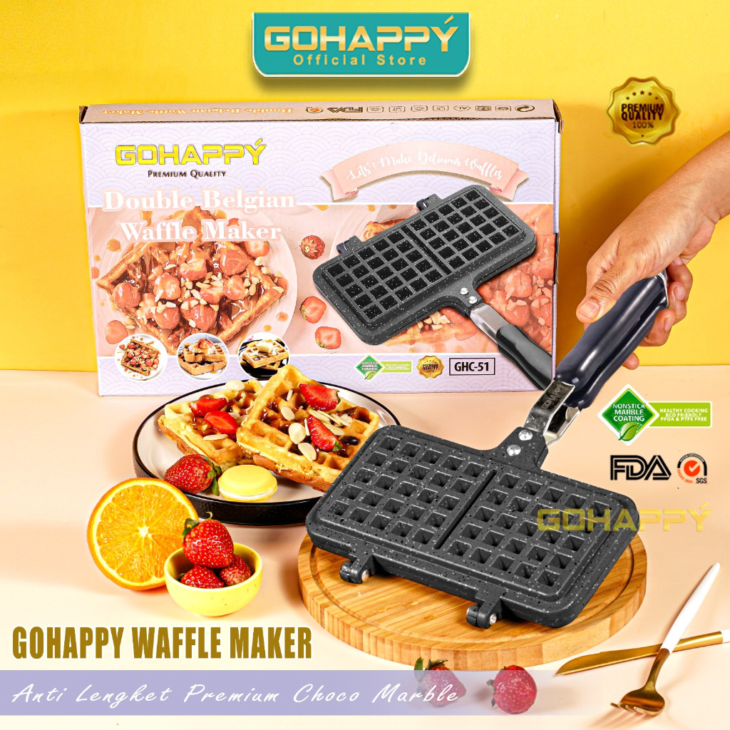 Cetakan kue waffle maker double Cream Gohappy 'croffle / wafel BEST'