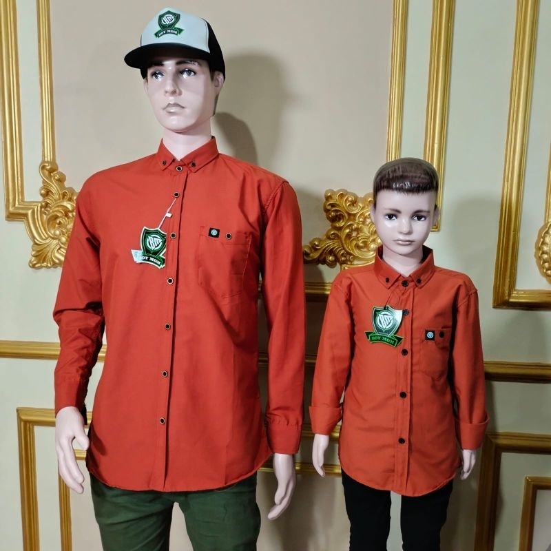 TERACOTA KEMEJA POLOS COUPLE AYAH DAN ANAK KEMEJA COUPLE DEWASA DAN ANAK
