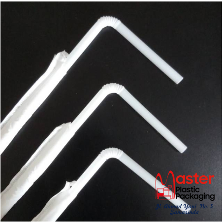 Sedotan Bengkok Steril / Sedotan Flexible Steril Bungkus Kertas - 500 pcs