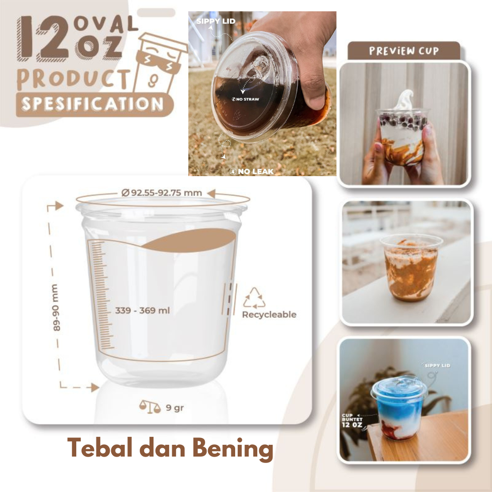 

2Xbtygneal Sakha Snack ) (1000 Pcs) Cup Gelas Pet 12 Oz Oval - Gelas Cup 12Oz - Kopi Teh Juice