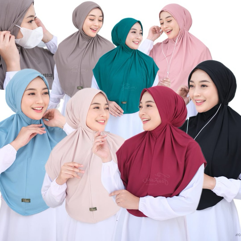 Emma - Hijab Instan Bergo Non Ped Jersey | Kerudung Tali Belakang Jersey