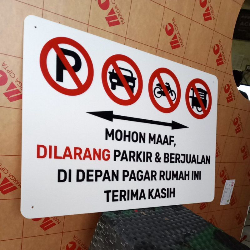 

Mohon Maaf Dilarang Parkir & Berjualan Sign In Label Acrilik 3D Timbul, Jumbo