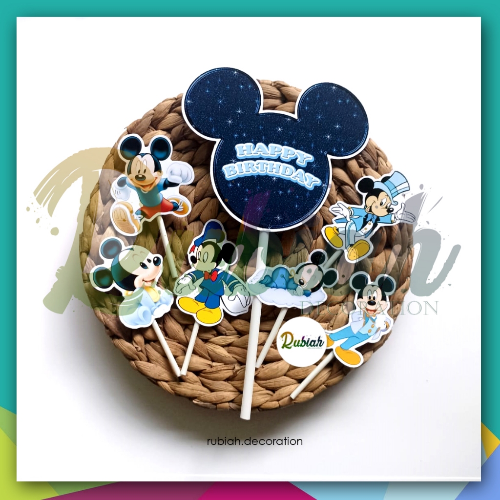 Topper cake karakter Mickey Mouse Blue / Hiasan Kue Ulang tahun Mickey Biru