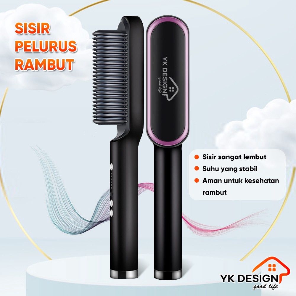 12.12 Brands Festival YK DESIGN YK-1621 Catok Sisir Pelurus Rambut Hair Straightener Curler 2 in 1 c