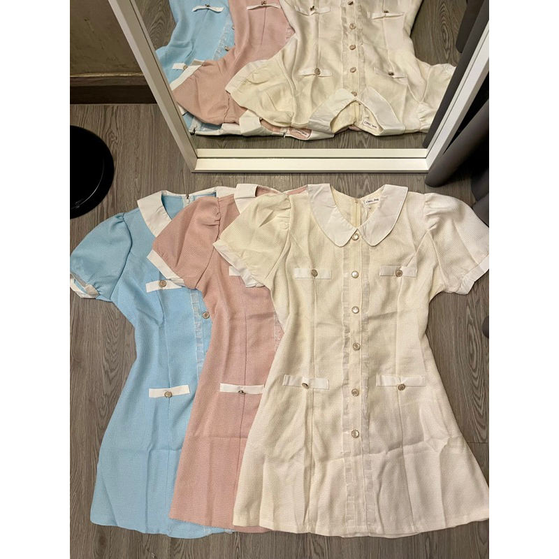 Dress kerah lengan balon bkk / Dress bangkok / baju bangkok / terusan bangkok