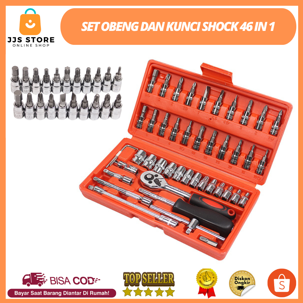 OBENG SET LENGKAP / KUNCI SHOCKET TEKIRO 46 PCS / ALAT TOOL REPARASI SERVICE MOBIL MOTOR LENGKAP