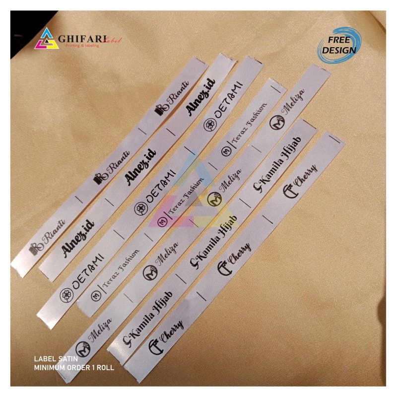 

Label satin FREE DESAIN!!!(100pcs+extra)SUPER MURAH!!/Label pakaian/Label hijab/Label baju