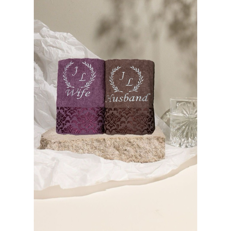 Handuk Couple Custom Nama ( Bisa Pilih Warna Handuk)