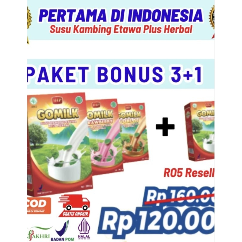 

Gomilk susu etawa plus herbal paket 3+1