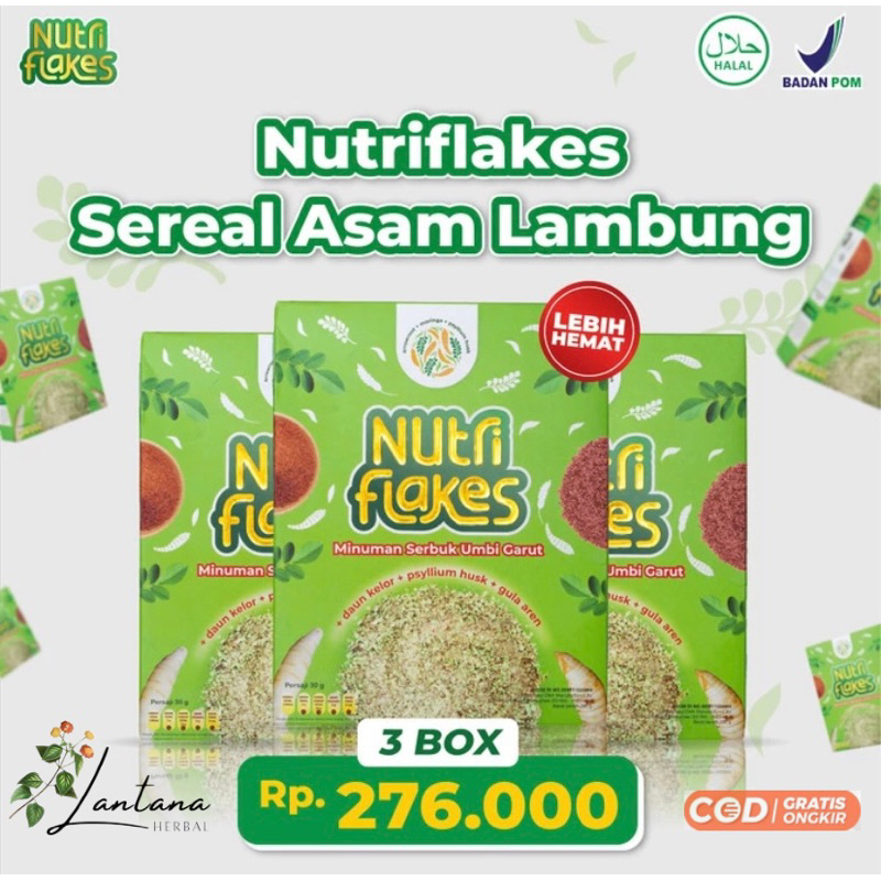 

NUTRIFLAKES SOLUSI Pencernaan & Asam Lambung - Paket 3 Box