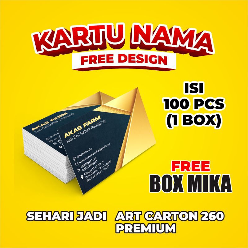 

KARTU NAMA ISI 100 PCS FREE BOX MIKA