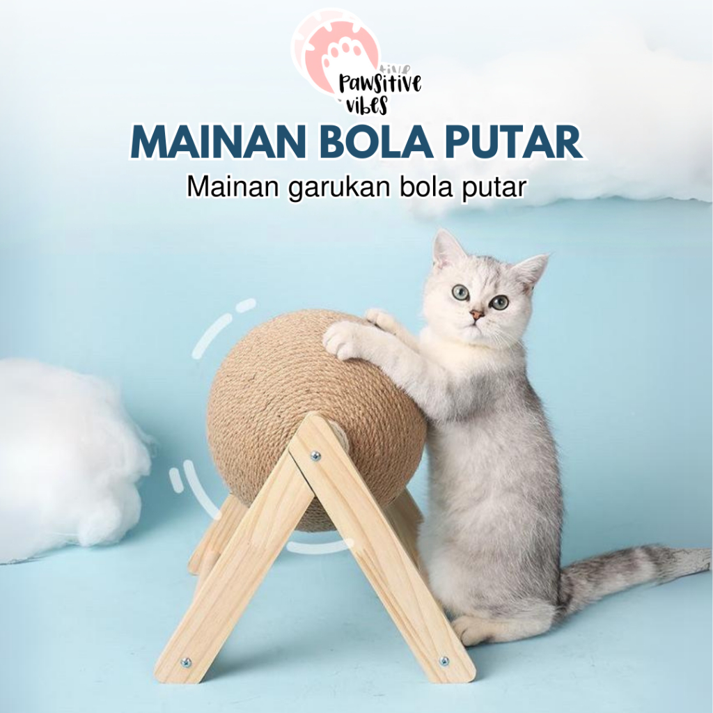 Mainan Bola Menggaruk Kucing - Bola Mainan Cakar Kucing - Cat Scratcher Ball - Cakar Model Bulat Untuk Kucing - Garukan Kucing Cat Scratcher | Cakaran Kucing | Mainan Garuk Kucing | Mainan Cakar Kucing