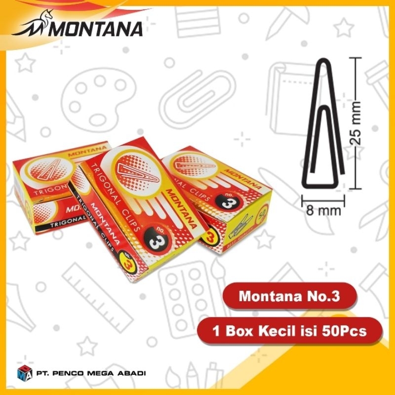 

PAPER CLIPS MONTANA NO.3, PENJEPIT KERTAS KECIL (HARGA PER 1PACK KECIL)