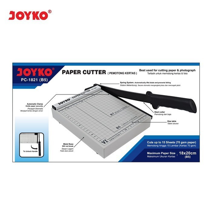 

Paper Cutter / Pemotong Kertas B5 PC-1821 Joyko