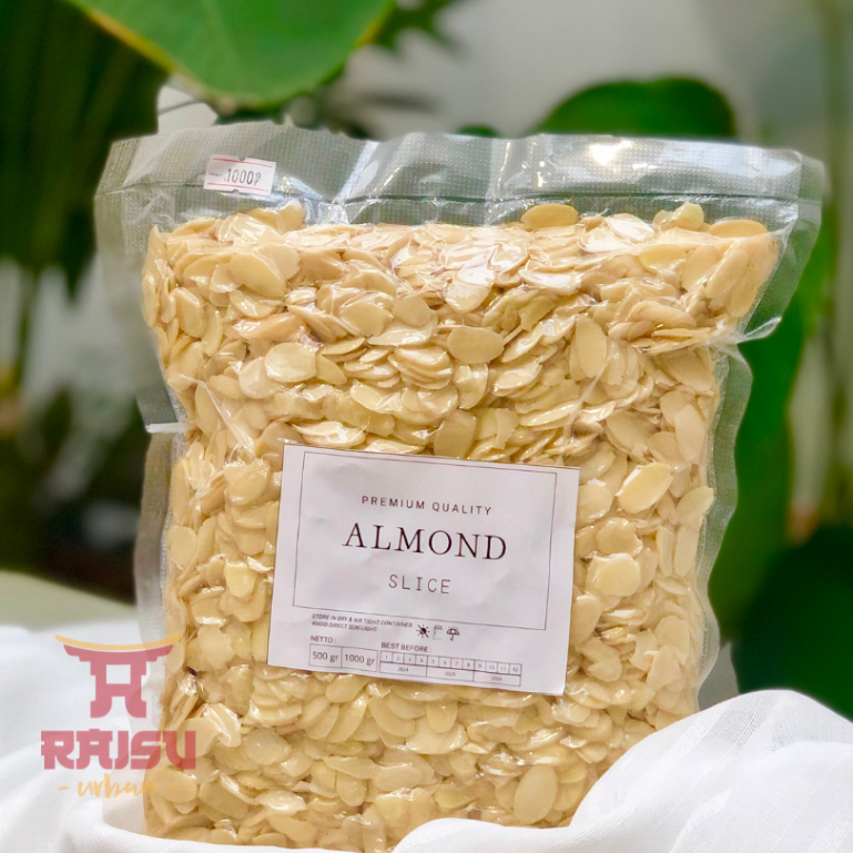 

ALMOND SLICE MENTAH , NATURAL ALMOND SLICE , KACANG ALMOND IRIS 1Kg RAISU URBAN