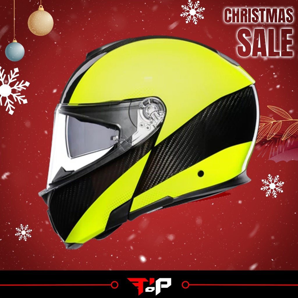 AGV SPORTMODULAR CARBON HI VIZ YELLOW HELM FULL FACE MODULAR