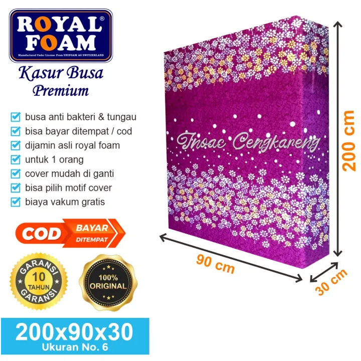 Kasur Busa Royal Foam D16 Ukuran Single 200x90x30 cm No.6 Original Anti Tungau dan Bakteri Garansi 1