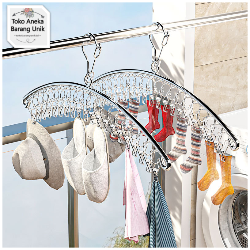 Jemuran Besi Stainless 20 Jepitan Gantungan Hanger Jepit Tebal | Jemur Baju Bayi / Kaos Kaki / Celan