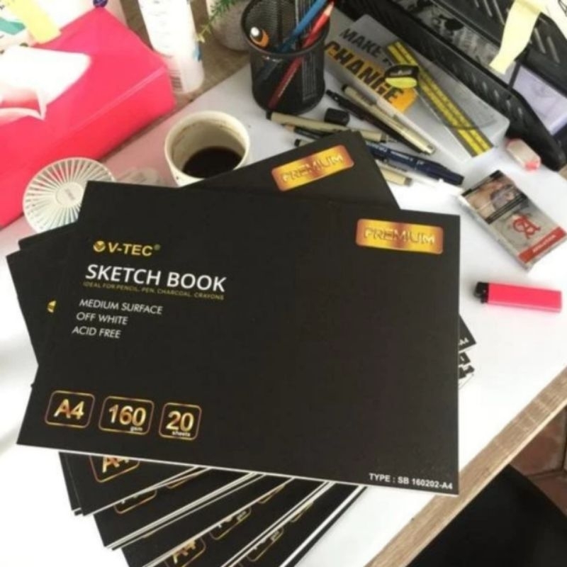 

V tec sketch book medium surface buku sketsa 20 sheet 160 gsm A3 A4 A5