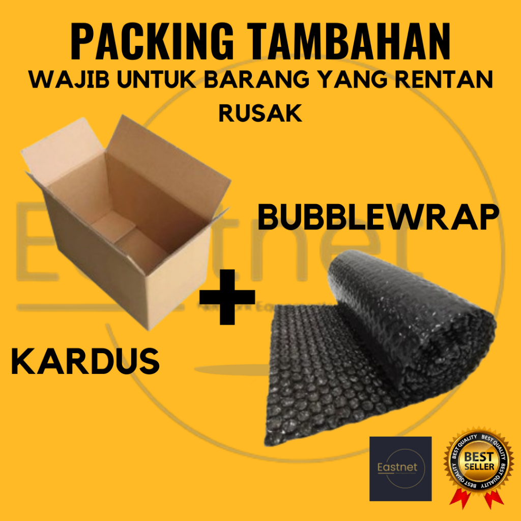 

kardus dan bubblewrap tambahan packing