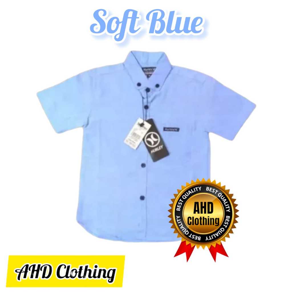 Kemeja lengan pendek anak warna biru muda usia 1-14 Tahun | kemeja anak laki | kemeja anak cowok | k