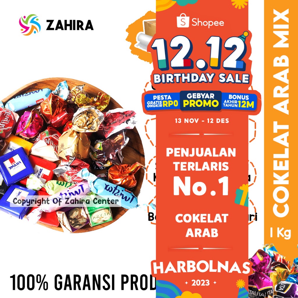 

12.12 Brand COKELAT ARAB TURKI Premium 1Kg Pasti Fresh Cokelat Mix Untuk Camilan Mood Booster Dari Truffle Deluxe murah