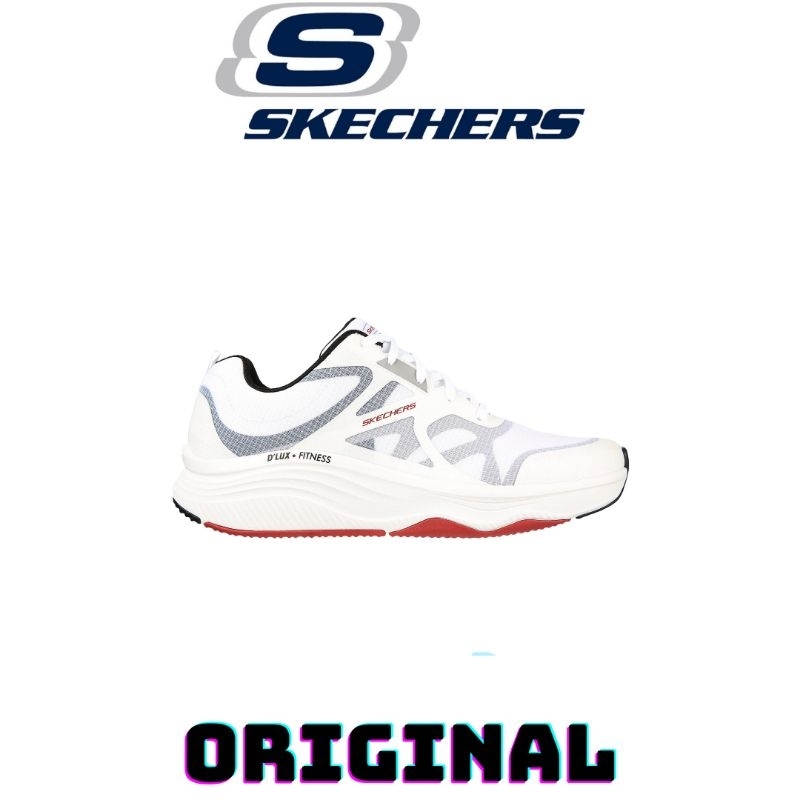 Sepatu Skechers D'lux Fitness White Black Red Men's ( 232357/WBRD ) Original
