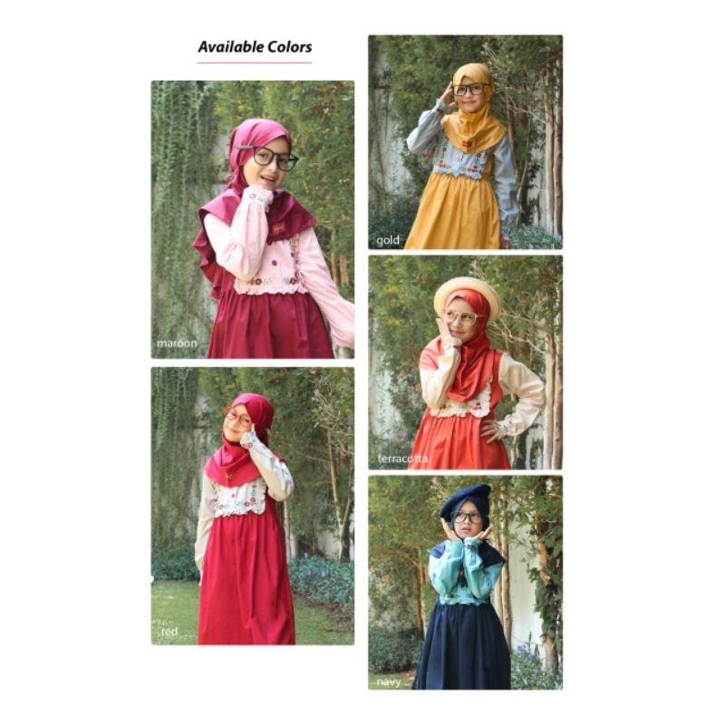 Gamis Anak Kekinian DANNIS JKPL 0603 Maroon - Red - Gold - Teracotta - Navy JKPL0603