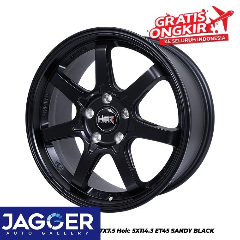 Velg racing palang 7 hsr boroko tjh ring 17 lubang 5 warna hitam