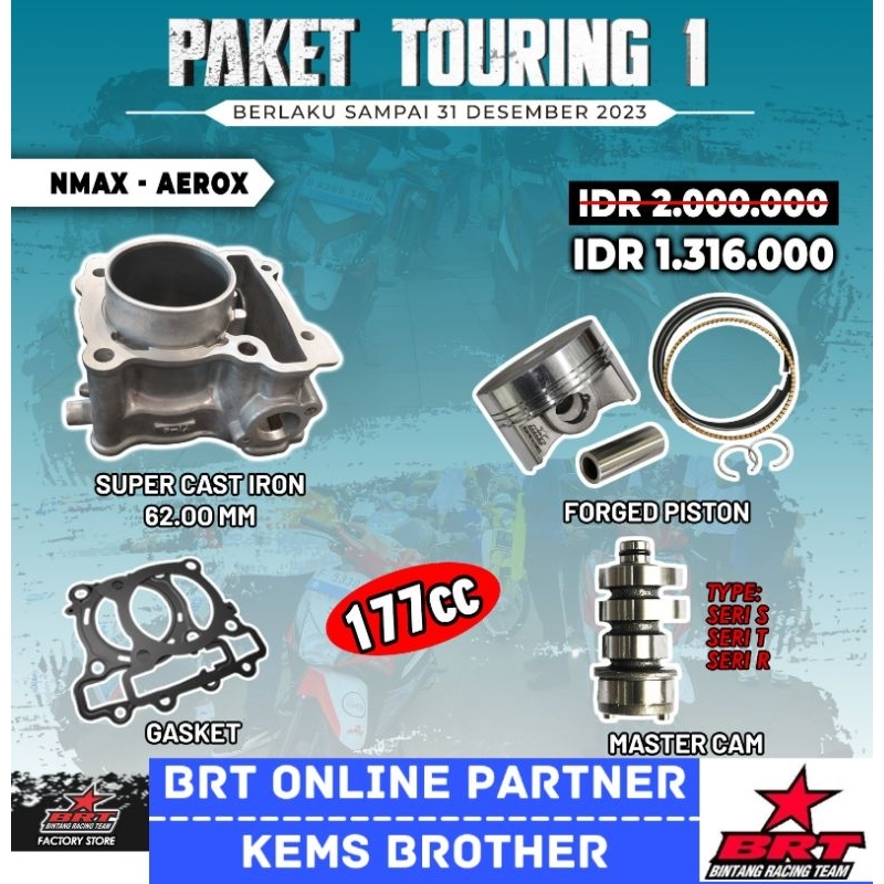 BLOK AEROX NMAX BRT GEN 2 PISTON 62MM PLUS MASTERCAM TOURING 1 ORIGINAL