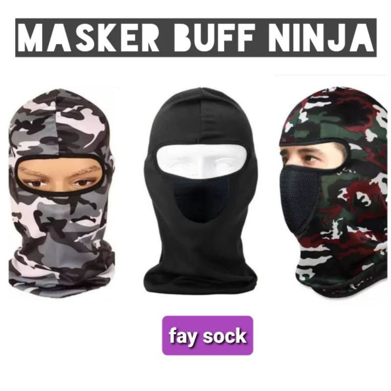 Masker Buff ninja/masker ninja/Masker buff full face Masker bap hitam polos