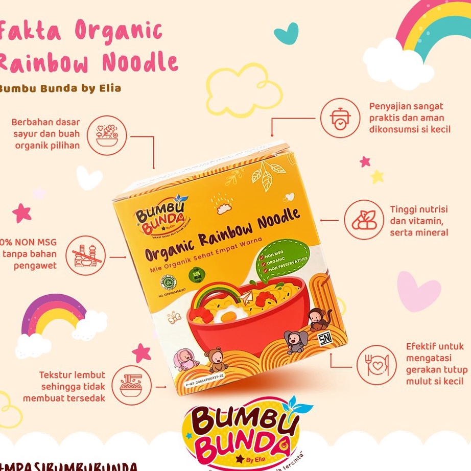 

HTLP7706 XG34448 Bumbu Bunda Organic Rainbow Noodle Mie Organik Sehat Empat Warna Mie Sayur MPASI