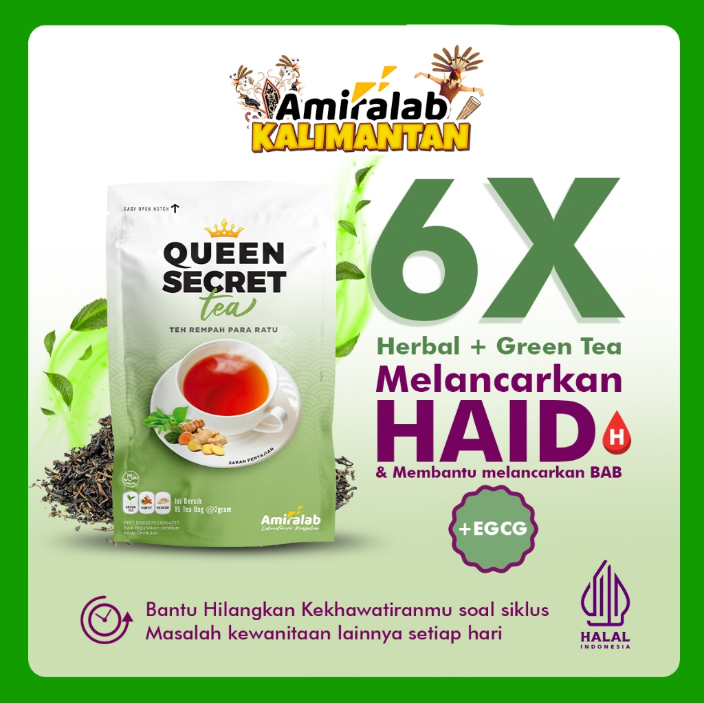 

AMIRALAB Queen Secret Tea Minuman Teh Pelancar Haid Telat Menstruasi Keputihan Terlambat Siklus Bulan Melancarkan Alami Ampuh Manjur Aman Untuk Busui KB Kesehatan Wanita 15 Bag