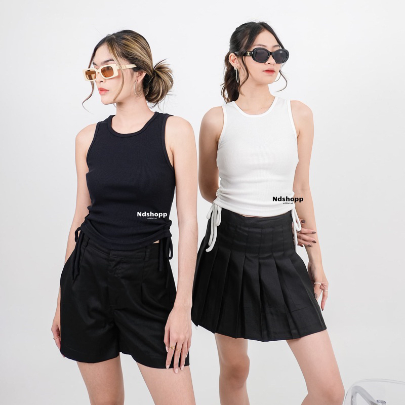 Tanktop Rib Model Tali Serut Tangtop Wanita Tank Top Rib Jade Tank Ribbed