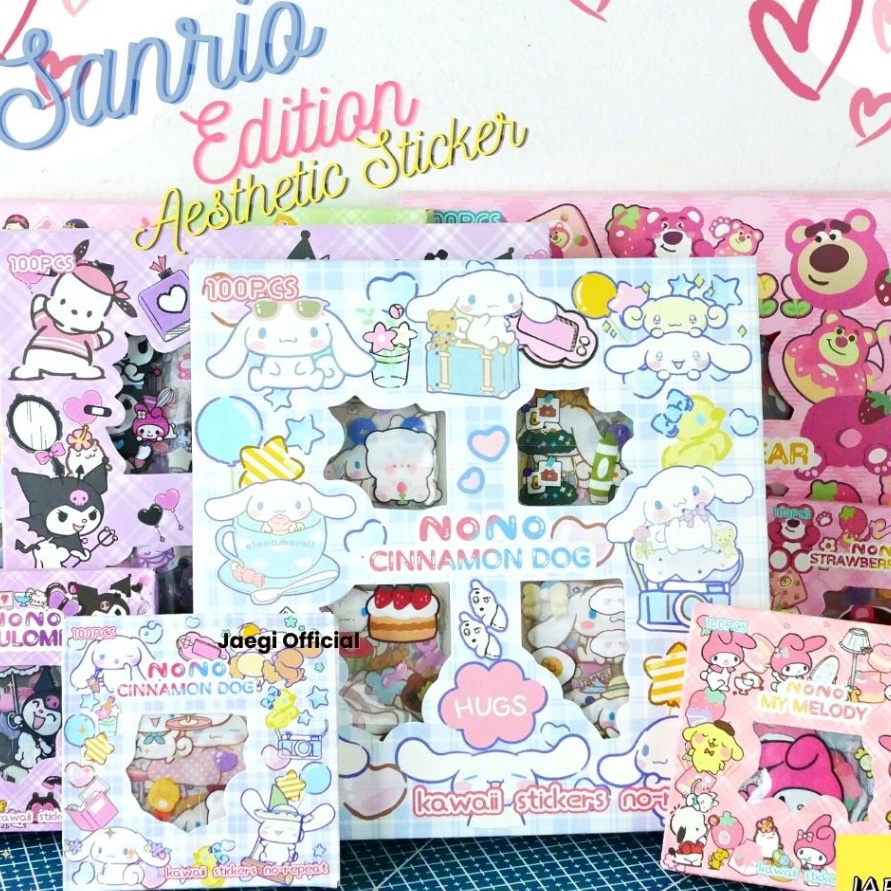 

KODE JCT887 JAEGi - Premium Sanrio Sticker Small Box isi 100 Pcs Aesthetic Waterproof Sticker