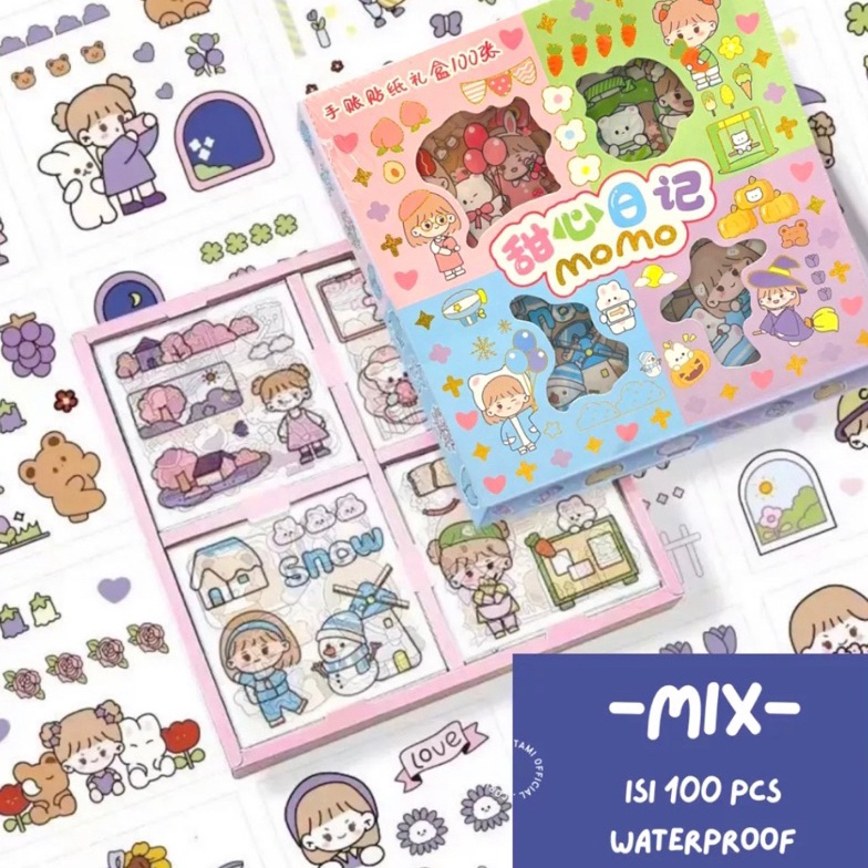 

[℠R94@] BOP STIKER MOMO RAINBOW 4 WARNA ISI 100 LEMBAR / BOX WATERPROOF PET STICKER LUCU VIRAL [244]