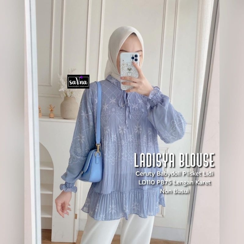 Ladisya blouse top blus atasan wanita kekinian blouse ceruty babydoll terbaru plisket lidi