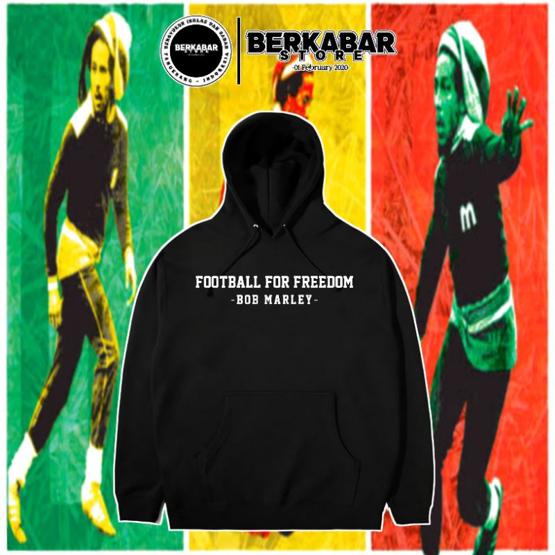 Hoodie Football For Freedom - Bob Marley [Plastisol] •BerkabarStore•