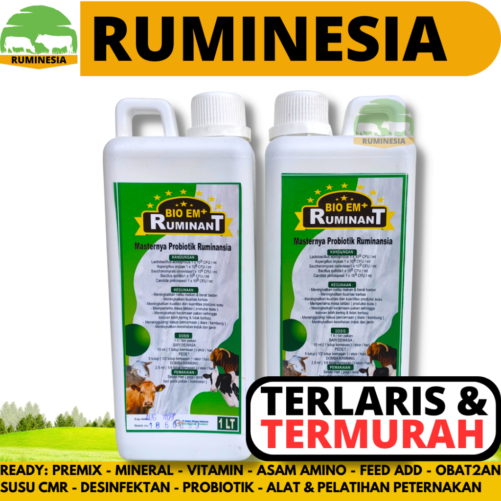 BIO EM PLUS 1 liter - Probiotik cair peternakan dosis 1 liter per 1 ton untuk pakan sapi domba kambi