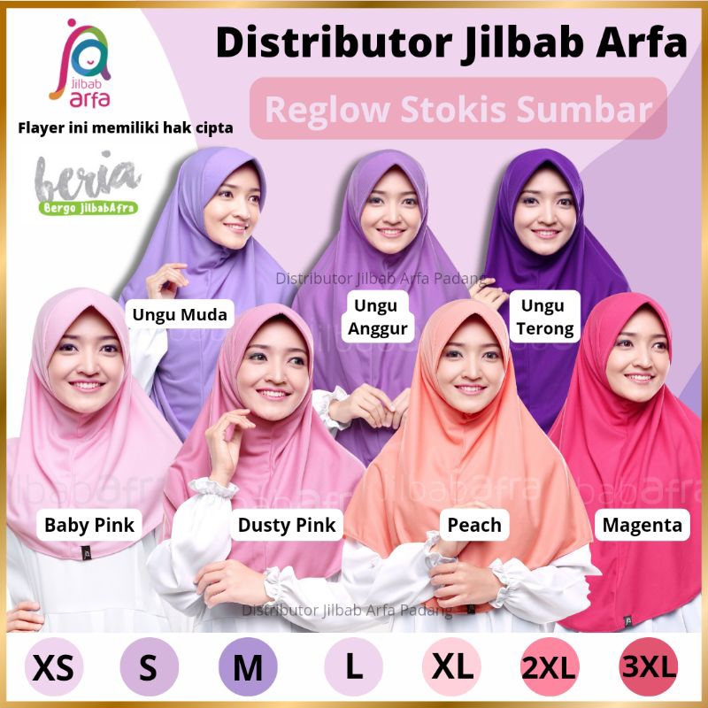 SUMBAR - COD BISA - Jilbab Beria - Bergo Pet Syiria - Harga Termurah - by Jilbab Arfa - Hijab Instan