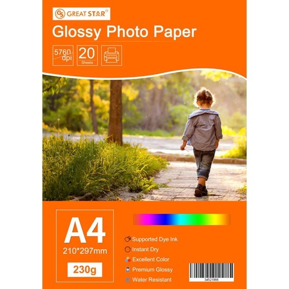 

Glosy photo paper great star 230 gsm A4/20