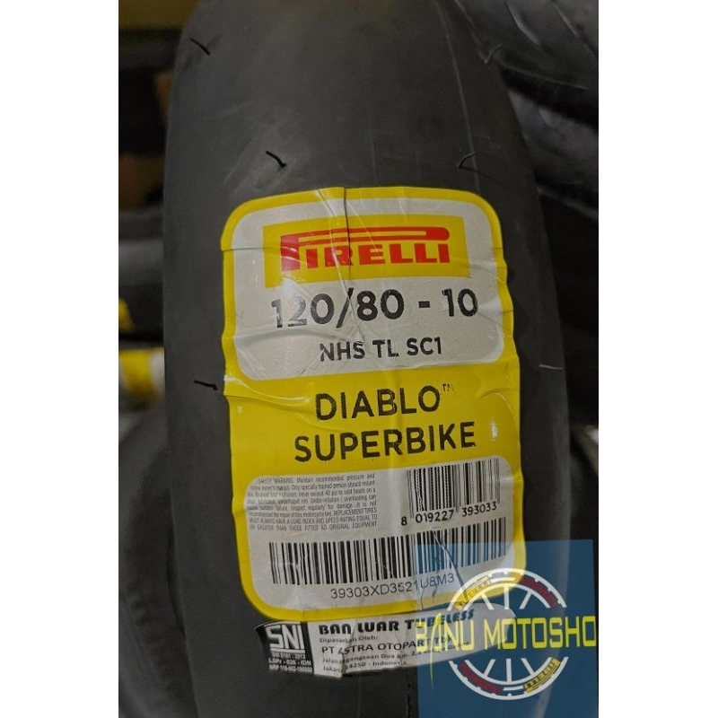 Pirelli diablo superbike ukuran 120/80-10 ban balap mini gp & vespa ring10