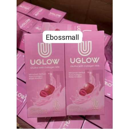 u glow glutha Collagen milk minuman bubuk pemutih badan alami 1 box isi 10 sachet original..