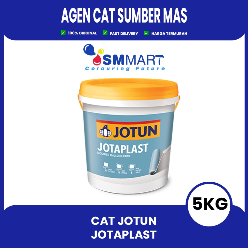 CAT TEMBOK DINDING INTERIOR/PLAFON JOTAPLAST JOTUN WARNA NEW WHITE 5 KG