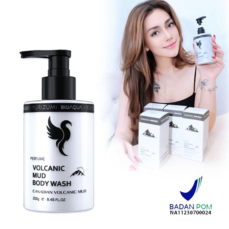 Yurizumi X Bioaqua Volcanic Mud Whitening Body Wash Sabun Pemutih Badan Original BPOM