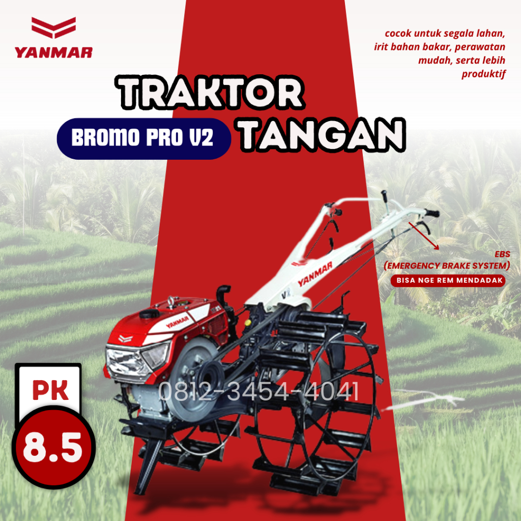 Mesin Bajak Sawah Bromo Pro V2 Traktor Tangan Yanmar Solar Diesel