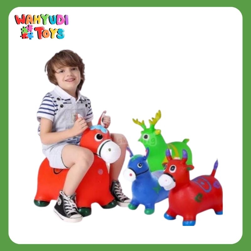 MAINAN ANAK MURAH ANIMAL JUMPING KARET POMPA - KUDA KUDAAN ANAK KARAKTER ADA MUSIKNYA