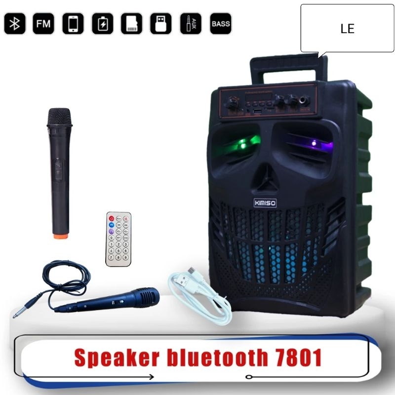 Speaker KIMISO LED QS-780/7801 Ukuran 8 INCHI" + Microphone + Remote Control